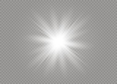 Parlak ışık efekti. Parıltılı yıldız patlaması. Vektör illüstrasyonu.