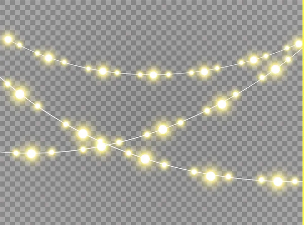 圣诞灯隔离了现实的设计元素 为圣诞贺卡 网页设计点亮灯光 花环装饰 领导的霓虹灯 — 图库矢量图片