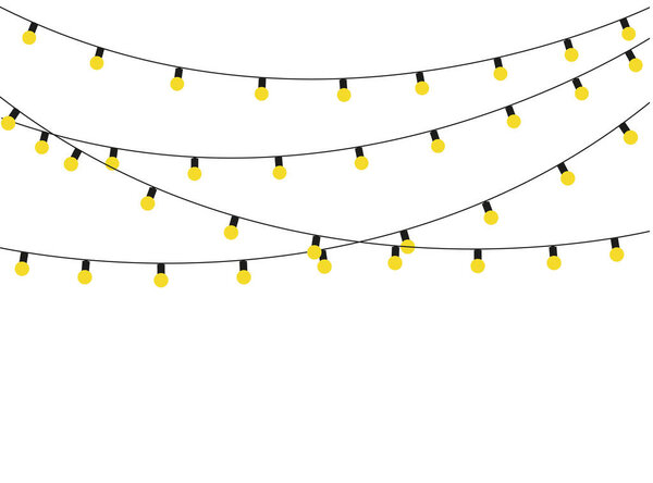 Christmas lights isolated realistic design elements. Glowing lights for the Christmas holidays, banners, posters, web design. Ornaments of a garland.