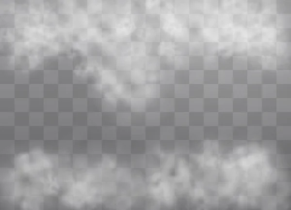 透明特效突出雾或烟雾 白云的媒介 雾或烟雾 矢量插图 透明背景上的白色渐变 透明背景下的阴雨天气 — 图库矢量图片