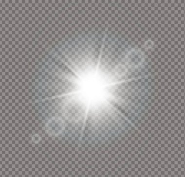 Güneş ışığı, ışık efektinin şeffaf bir özel tasarımı. Işık altında vektör bulanıklığı. İzole edilmiş güneş ışığı şeffaf arkaplan. Dekor elementi. Yatay ışık ışınları.