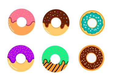 Lezzetli donuts kümesi.