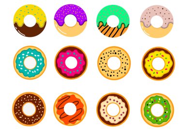 Lezzetli donuts kümesi.