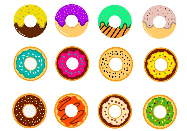 Conjunto de deliciosos donuts . — Vetor de Stock