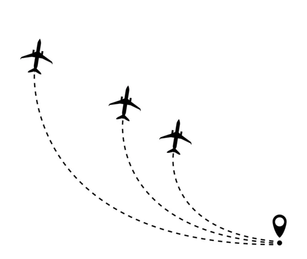 Avião linha pontilhada — Vetor de Stock