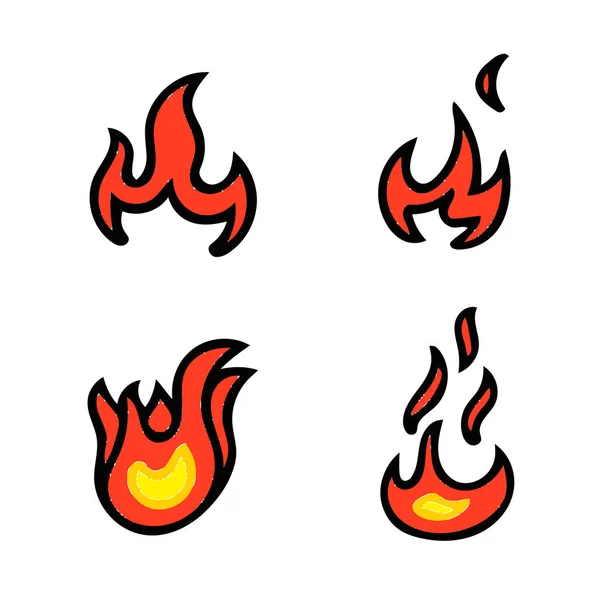 Llamas de fuego, encendidas — Vector de stock