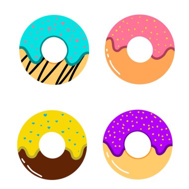 Lezzetli donuts kümesi.