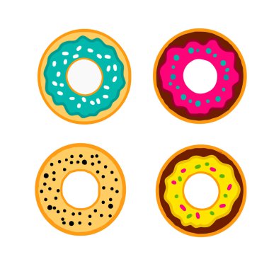 Lezzetli donuts kümesi.