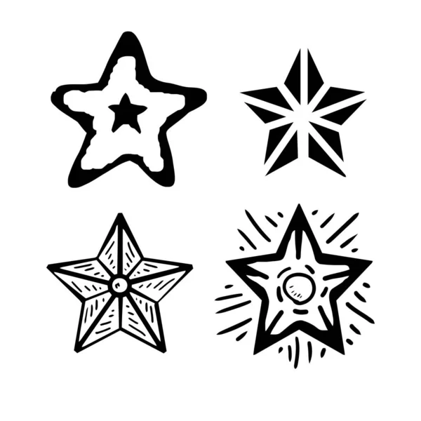 Doodle yıldızları ayarlama — Stok Vektör