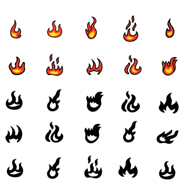 Llamas de fuego, encendidas — Vector de stock