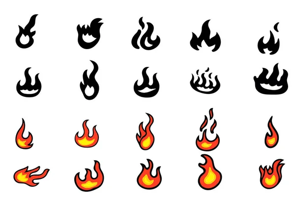 Llamas de fuego, encendidas — Vector de stock