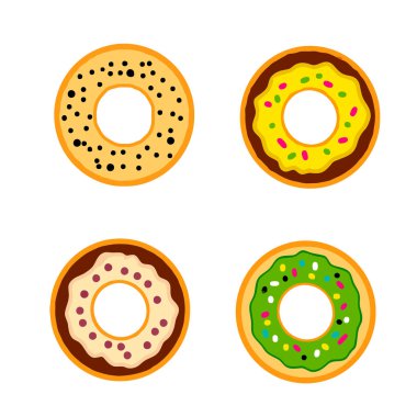 Lezzetli donuts kümesi.