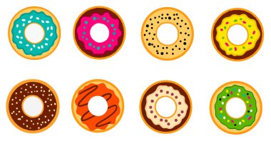 Lezzetli donuts kümesi.