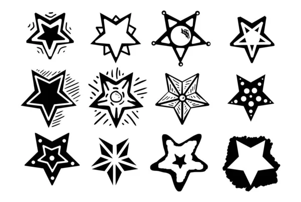 Set  doodle stars — Stock Vector