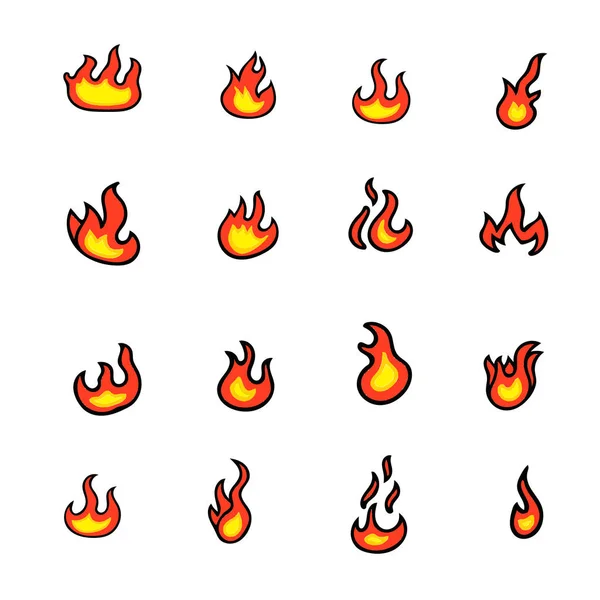 Brand vlammen, instellen — Stockvector
