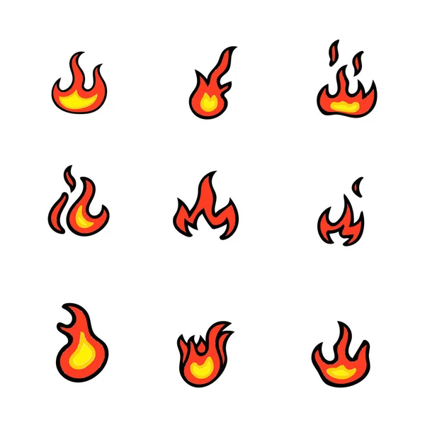 Tűz a lángok, beállítása — Stock Vector