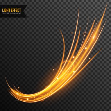 Işık etkisi soyut vektör hat girdap ile şeffaf ve altın parıldıyor