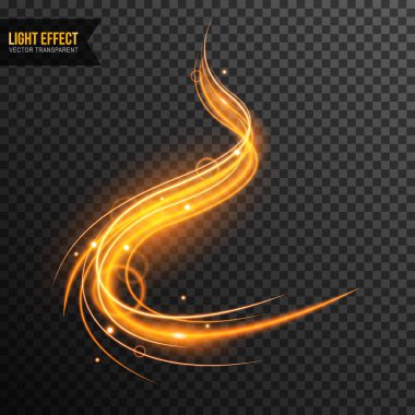Işık etkisi soyut vektör hat girdap ile şeffaf ve altın parıldıyor
