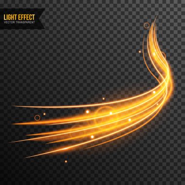 Işık etkisi soyut vektör hat girdap ile şeffaf ve altın parıldıyor