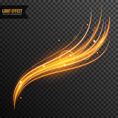 Işık etkisi soyut vektör hat girdap ile şeffaf ve altın parıldıyor