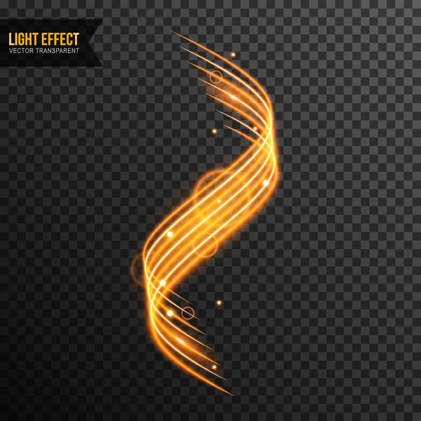 Licht Effect Abstract Vector Transparant Met Lijn Swirl Gouden Sparkles — Stockvector