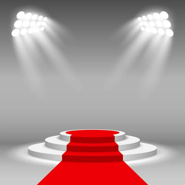 Witte Podium Red Carpet Strip Met Verlichting — Stockvector