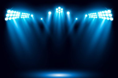 Siyah arka plan üzerine sahne mavi ışıklar