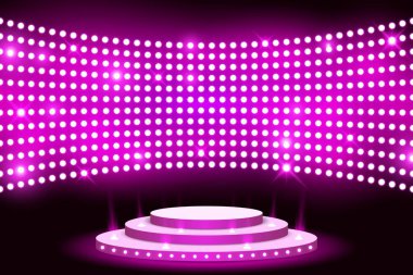 pembe podyum üzerinde arka plan aydınlatma ile