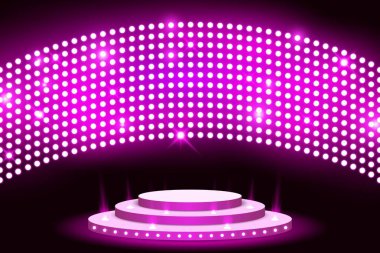pembe podyum üzerinde arka plan aydınlatma ile
