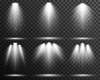 Damalı zemin üzerine beyaz spotlighting kümesi