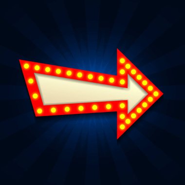 Retro çerçeve koyu arka plan ışığı ile ok şeklinin içinde