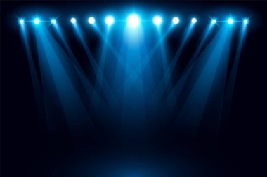 Siyah arka plan üzerine sahne mavi ışıklar