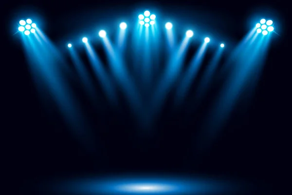 Stage Blue Lights Black Background — Stock Vector