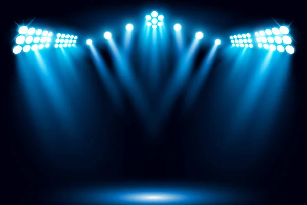 Escenario Luces Azules Sobre Fondo Negro — Vector de stock