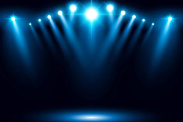 Stage Blue Lights Black Background — Stock Vector