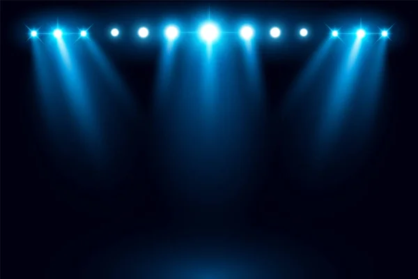 Stage Blue Lights Black Background — Stock Vector