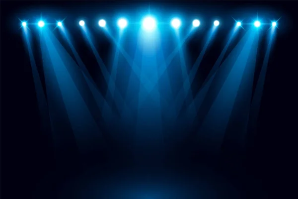 Stage Blue Lights Black Background — Stock Vector