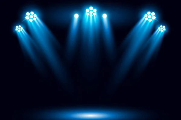 Stage Blue Lights Black Background — Stock Vector