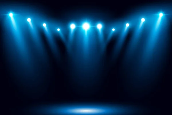 Stage Blue Lights Black Background — Stock Vector