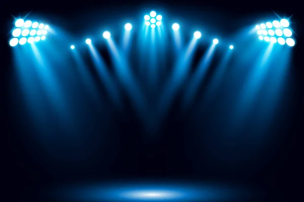 Escenario Luces Azules Sobre Fondo Negro — Vector de stock