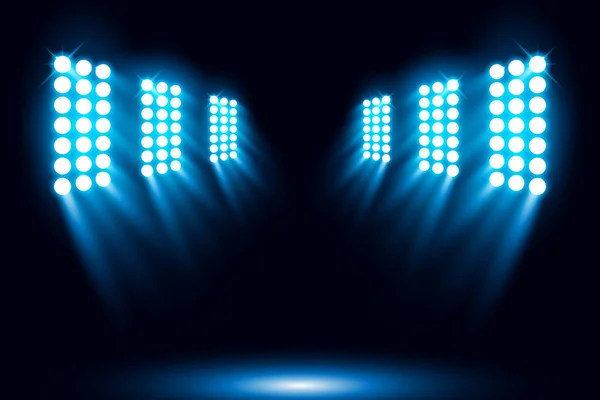 Stage Blue Lights Black Background — Stock Vector