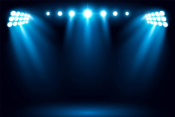 Stage Blue Lights Black Background — Stock Vector