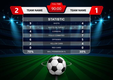 Futbol futbol maç istatistikleri, çetele ve bilgi-grafik şablon Stadyumu alan arka plan ile