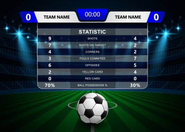 Futbol futbol maç istatistikleri, çetele ve bilgi-grafik şablon Stadyumu alan arka plan ile