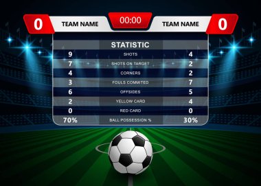 Futbol futbol maç istatistikleri, çetele ve bilgi-grafik şablon Stadyumu alan arka plan ile