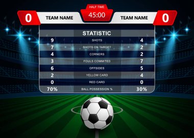 Futbol futbol maç istatistikleri, çetele ve bilgi-grafik şablon Stadyumu alan arka plan ile