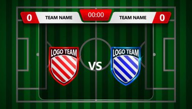 Ayaktopu puan tahtası Stadyumu alan arka plan grafik şablonuyla yayın