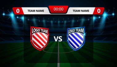 Ayaktopu puan tahtası Stadyumu alan arka plan grafik şablonuyla yayın