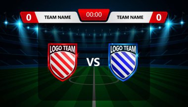 Ayaktopu puan tahtası Stadyumu alan arka plan grafik şablonuyla yayın