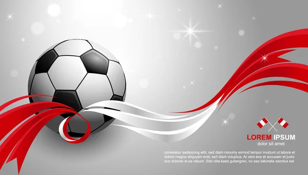 Футбольный Кубок Фона Флагом Перу Футбольный Мяч Светящийся Свет — стоковый вектор